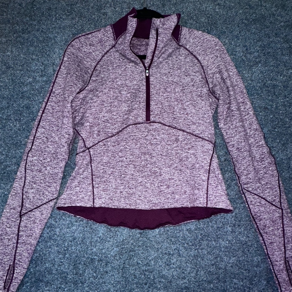 Lululemon Its Rulu Half Zip 6 Heathered Dark Red Space Dye Pullover Running Top